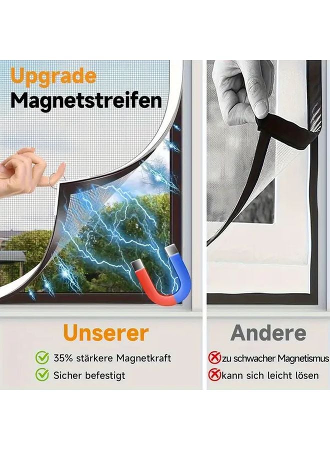 White Frame Magnetic Window Door Screen 100x200cm Self Adhesive Mosquito Net Adjustable Insect Protection - Image 3