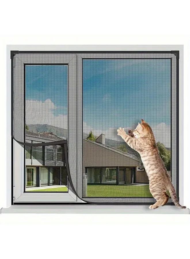 White Frame Magnetic Window Door Screen 100x200cm Self Adhesive Mosquito Net Adjustable Insect Protection - Image 5