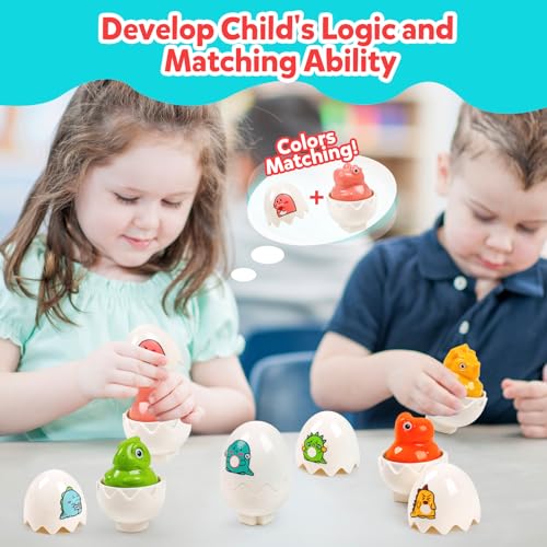 NAODONGLI Dinosaur Easter Egg Toys for Toddlers 13Montessori Geometric Eggs Sensory Educational Learning Fine Motor Puzzle Matching GamesEaster Basket Stuffers Gifts for Kids Boys Girls - Image 5
