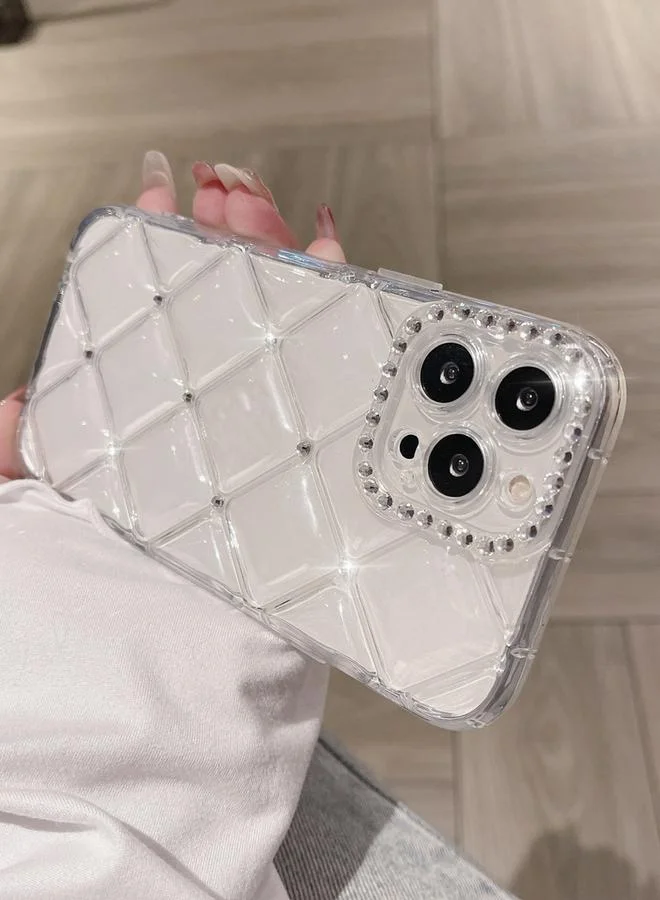 Take Two Transparent Take Two Transparent Diamond Grid Embellished iPhone Case  | Best Price UAE