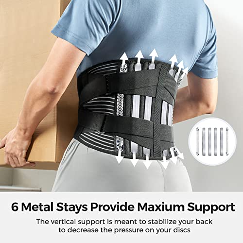 FREETOO Back Braces for Lower Back Pain Relief with 6 Stays, Breathable Back Support Belt for Men/Women for work , Anti-skid lumbar support belt with 16-hole Mesh for sciatica(L) - Image 2