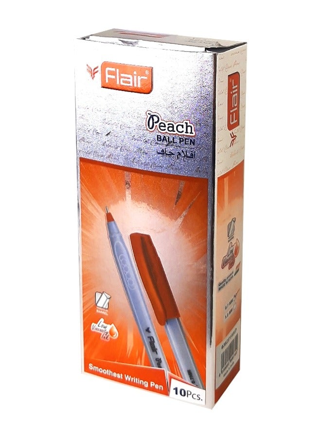 Flair قلم كرة خوخي 1.0 مم مجموعة من 10 قطع، أحمر - Image 1