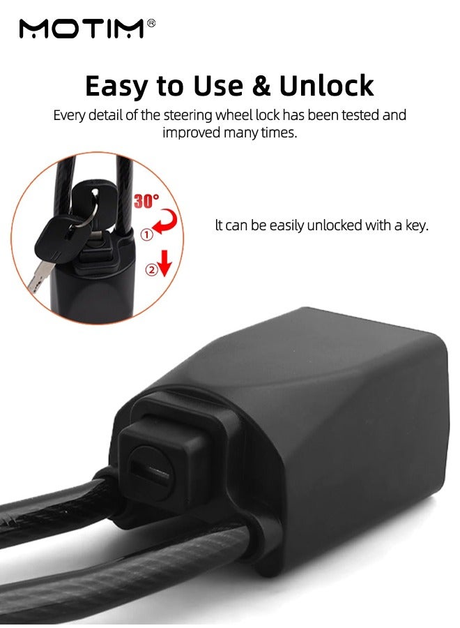 Motim Car Steering Wheel Seat Lock, Car Anti-Theft Lock Device, Automobile Steering Wheel Steering Lock, Car Security Steering Lock with 3 Keys for Car Truck SUV Van - Image 4