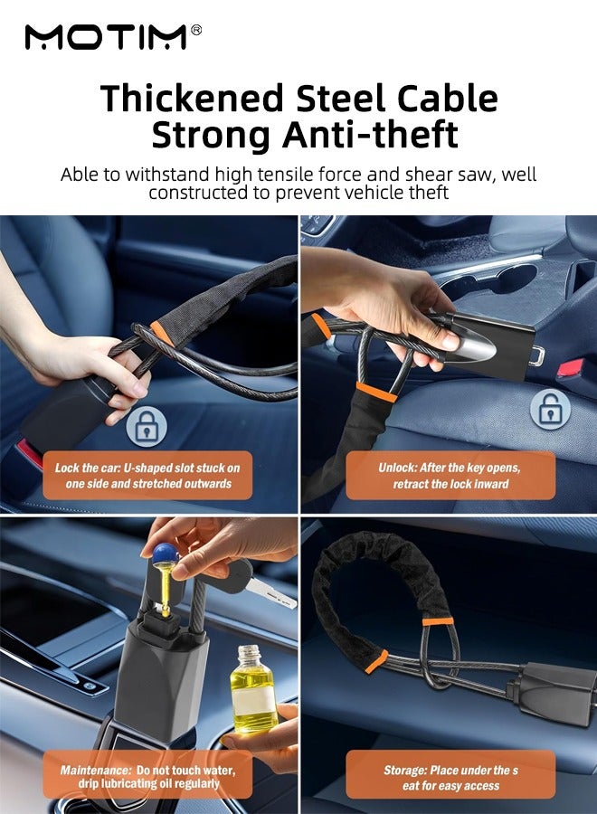 Motim Car Steering Wheel Seat Lock, Car Anti-Theft Lock Device, Automobile Steering Wheel Steering Lock, Car Security Steering Lock with 3 Keys for Car Truck SUV Van - Image 5