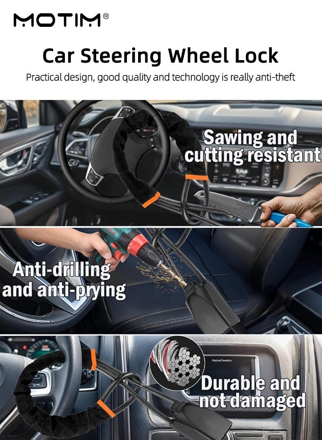 Motim Car Steering Wheel Seat Lock, Car Anti-Theft Lock Device, Automobile Steering Wheel Steering Lock, Car Security Steering Lock with 3 Keys for Car Truck SUV Van - Image 3