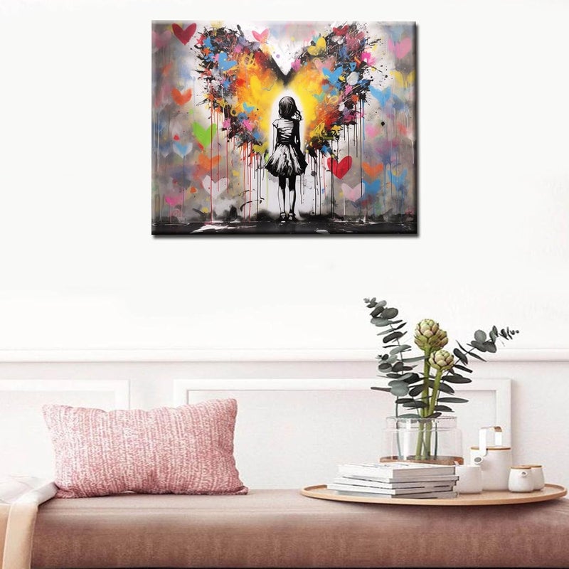 Tucocoo Street Graffiti Love Heart Paint by Number for Adults Canvas Beginner to Advanced Number Painting Kit Include Acrylic PaintsPaintbrushBanksy Art Home Wall Decor16x20inch No Frame - Image 3