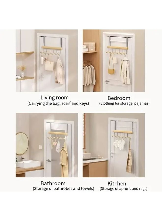 1 قطعة منظف خطاف الباب المتين بلون الخشب بدون تركيب بالحفر توفير المساحة خطافات قابلة للطي - Image 5