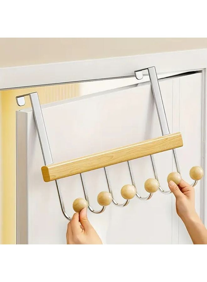 1 قطعة منظف خطاف الباب المتين بلون الخشب بدون تركيب بالحفر توفير المساحة خطافات قابلة للطي - Image 1