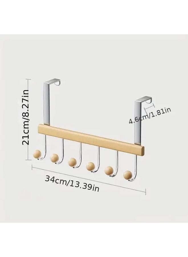 1 قطعة منظف خطاف الباب المتين بلون الخشب بدون تركيب بالحفر توفير المساحة خطافات قابلة للطي - Image 3