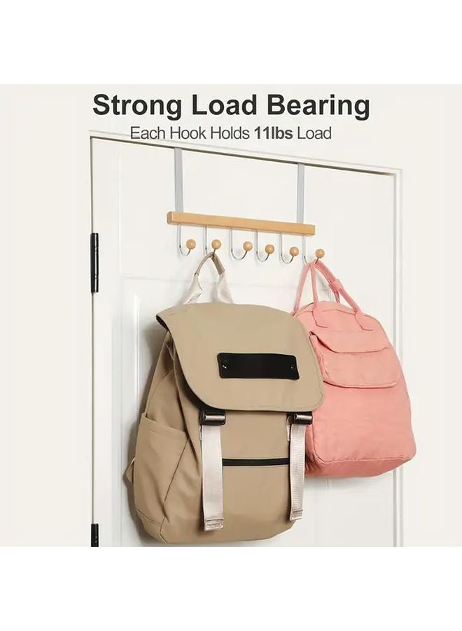 1 قطعة منظف خطاف الباب المتين بلون الخشب بدون تركيب بالحفر توفير المساحة خطافات قابلة للطي - Image 4