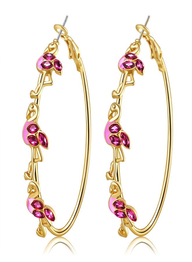 PHALIN Flamingo Earrings for Women Pink Flamingo Hoop Earrings Tropical Summer Beach Jewelry Accessories Gifts (Style A) - Image 1