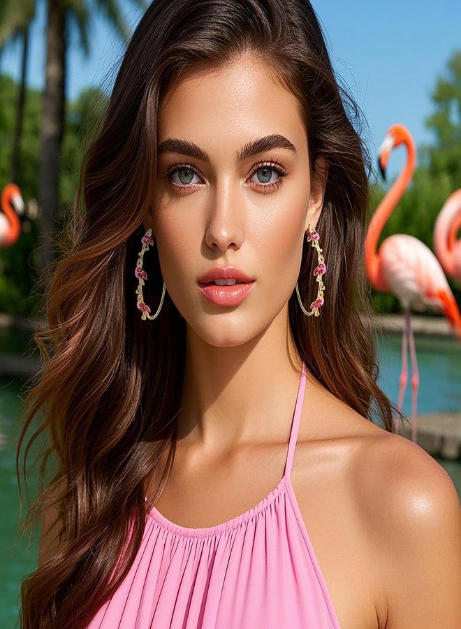 PHALIN Flamingo Earrings for Women Pink Flamingo Hoop Earrings Tropical Summer Beach Jewelry Accessories Gifts (Style A) - Image 2