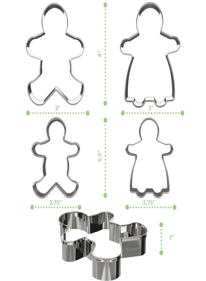 Bakerpan Stainless Steel Gingerbread Cookie Cutters, Boy and Girl Gingerbread Cookie Cutter Set - 3.5 & 4 Inch - Image 2