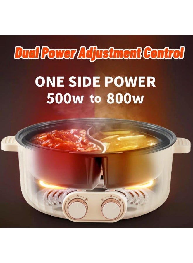 GearZone وعاء طهي كهربائي متعدد الوظائف بسعة كبيرة 6.5 لتر 1600 واط غير لاصق، وعاء ساخن مزدوج مع تحكم مستقل في درجة الحرارة، مقلاة كهربائية، مقلاة، للمعكرونة، البيض، الستيك، الحساء - Image 4