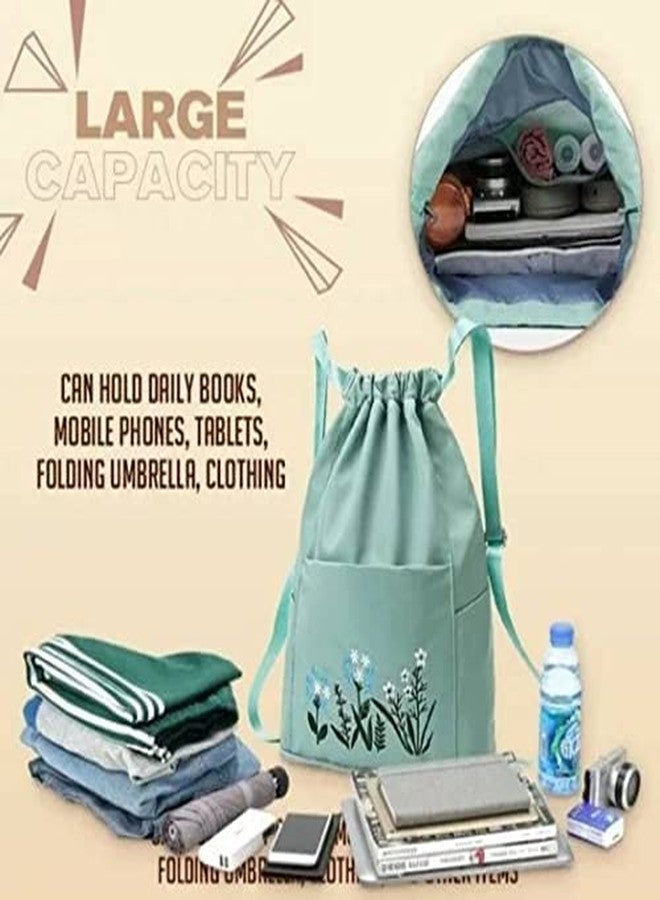 MOSHTU Travel Drawstring Bag Waterproof Flower Print Foldable Drawstring Backpack for Outdoor Drawstring Bag Foldable Design - Image 3