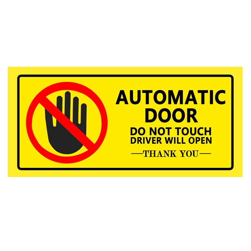 Top label Caution  Automatic Door Window Sign Stickers for VanTaxiRide Vehile4x2 Inch15 Pcs Per Pack Yellow