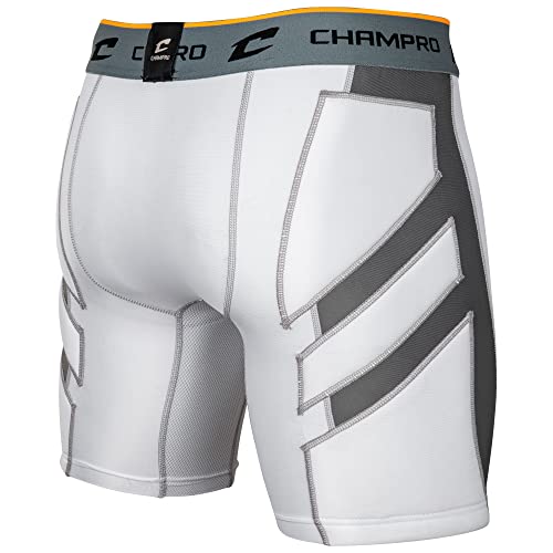 CHAMPRO Wind Up Compression Polyester/Spandex Sliding Short W/Cup, Youth Small, White - Image 2