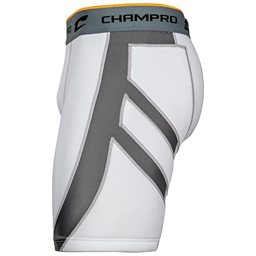 CHAMPRO Wind Up Compression Polyester/Spandex Sliding Short W/Cup, Youth Small, White - Image 3