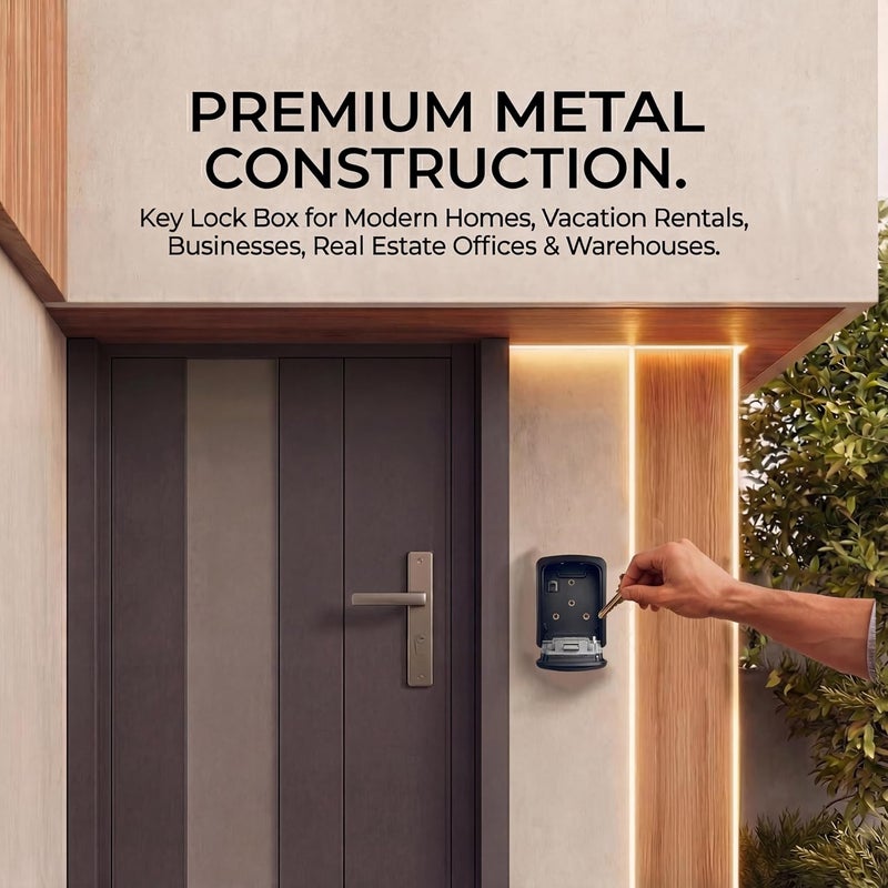 Iron Lock ® Key Lock Box Wall Mount – Waterproof Heavy Duty Metal Lock Box for Keys with 4-Digit Combination & Resettable Code – Outdoor/Indoor Key Safe for Home, Office & Airbnb (Black, Small) - Image 2