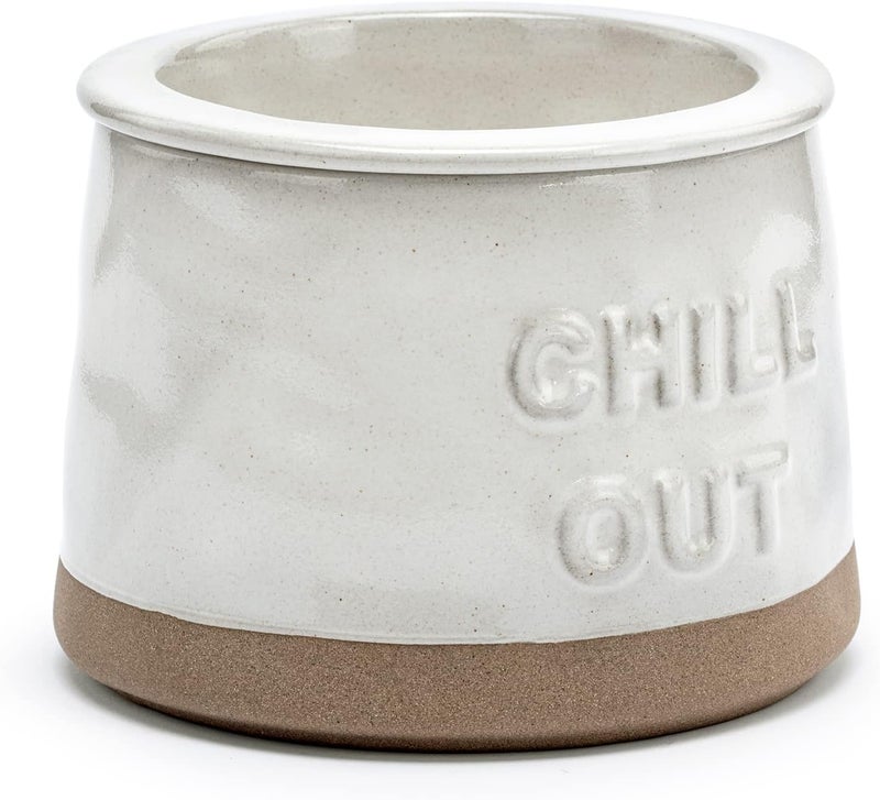 DEMDACO Chill Out Classic White 5 x 5 Stoneware Chip Dip Chiller Serving Bowl - Image 5