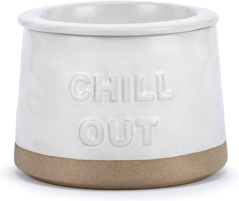 DEMDACO Chill Out Classic White 5 x 5 Stoneware Chip Dip Chiller Serving Bowl - Image 1