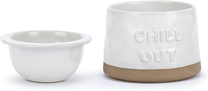 DEMDACO Chill Out Classic White 5 x 5 Stoneware Chip Dip Chiller Serving Bowl - Image 2