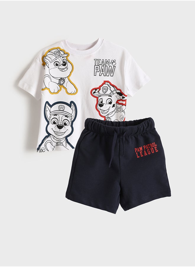LC WAIKIKI Paw Patrol Printed Boy T-Shirt and Shorts 2 Pack Set Summer  - Image 1