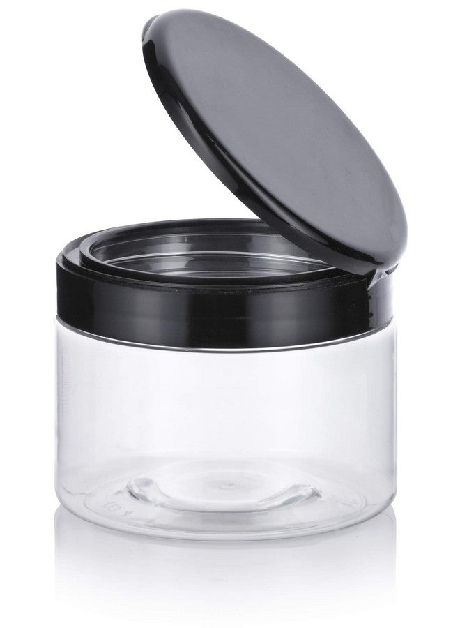 يوفيتوس مرطبان جوفيتوس الشفاف المصنوع من بلاستيك البولي إيثيلين تيرفثالات (خالٍ من مادة BPA) قابل لإعادة التعبئة، منخفض الارتفاع، مع غطاء أسود قابل للطي - 12 أونصة (عبوة من 12 قطعة) - Image 4