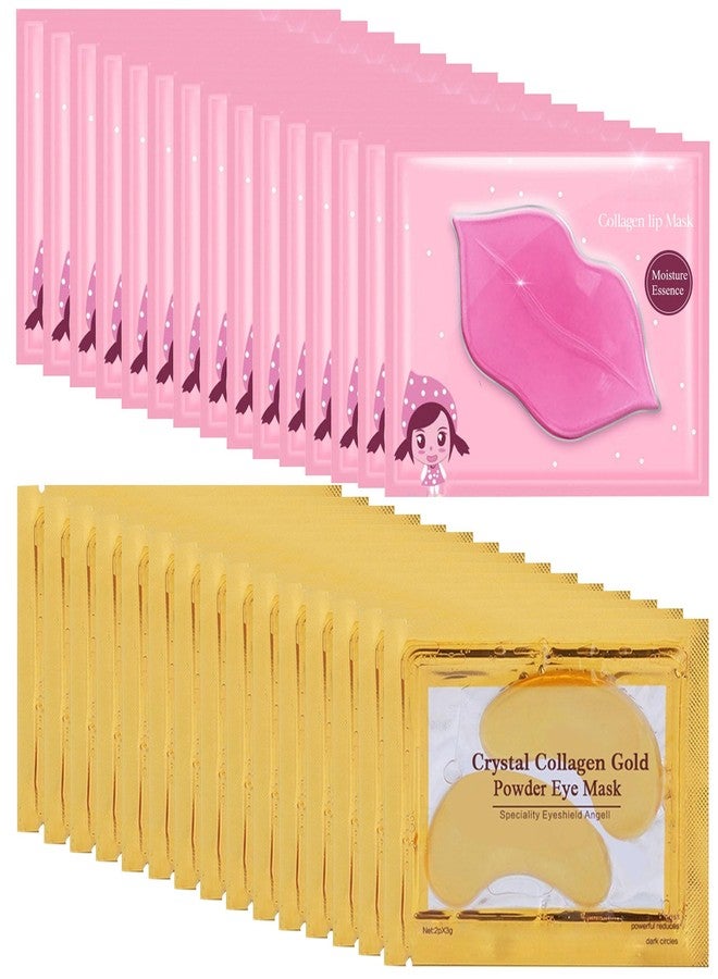 Felico Lip Mask & Eye Mask - 30PCS Under Eye Patches Skincare, Crystal Collagen Hydrating Moisturizing Smoothing Gel Pads for Puffy Eyes Bags,Reducing Fine Lines Dark Circles, Anti-Aging Wrinkles Gold - Image 1