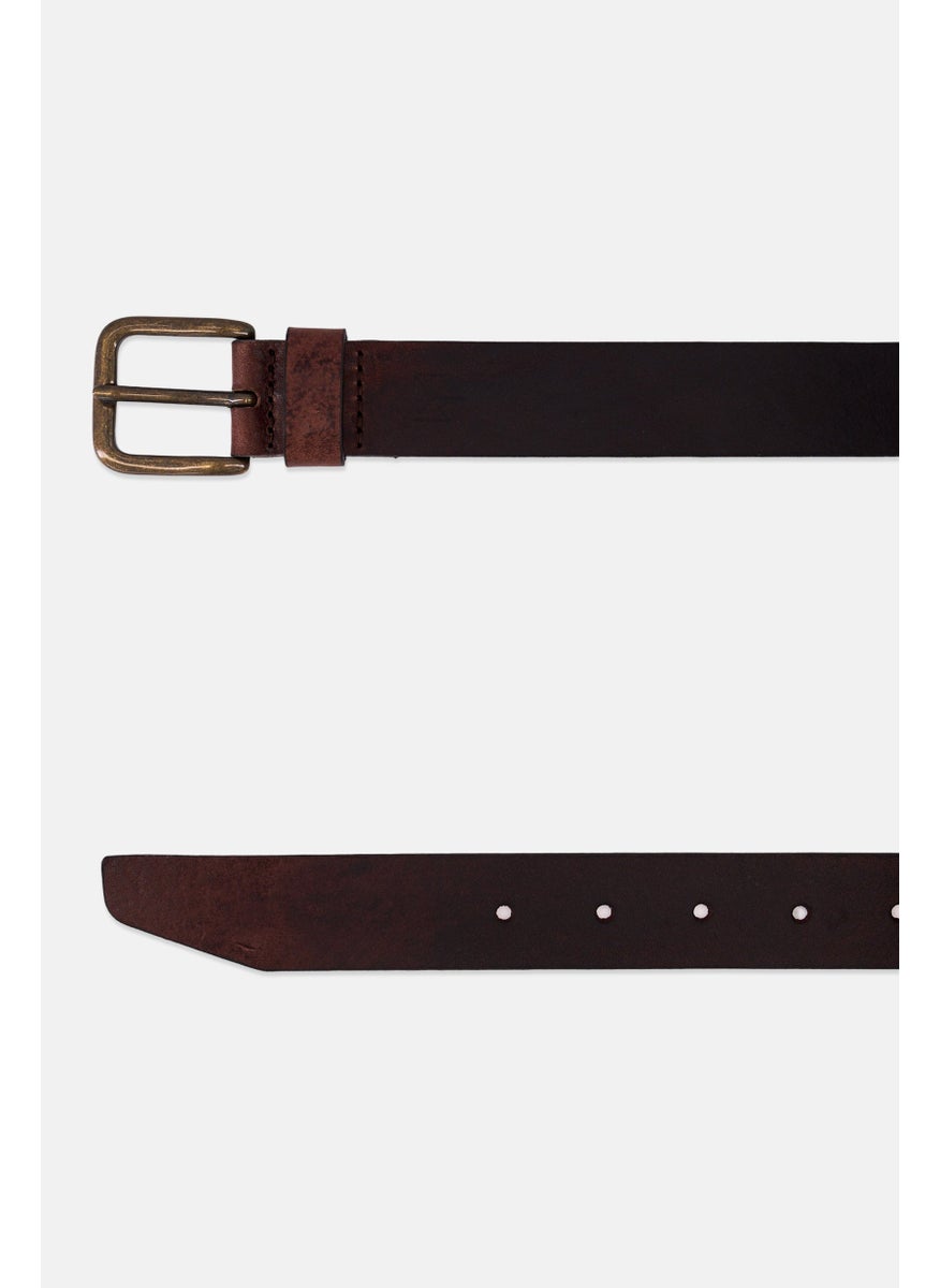 Jack Jones Men Plain Leather Buckle  Belt, Brown  - Image 2