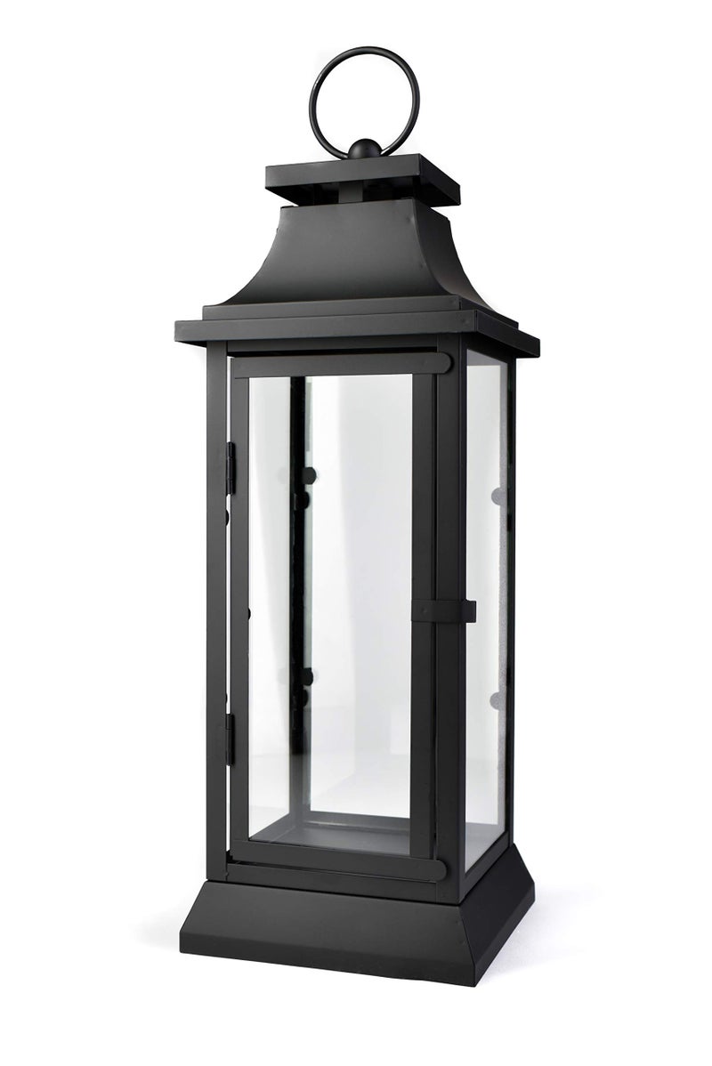 Serene Spaces Living Serene Spaces Living Black Hurricane Lanterns with Clear Glass Panels Perfect for Home Decor Parties  Events Table Top Or Hanging Lantern for Indoor  Outdoor Dry Wipe 