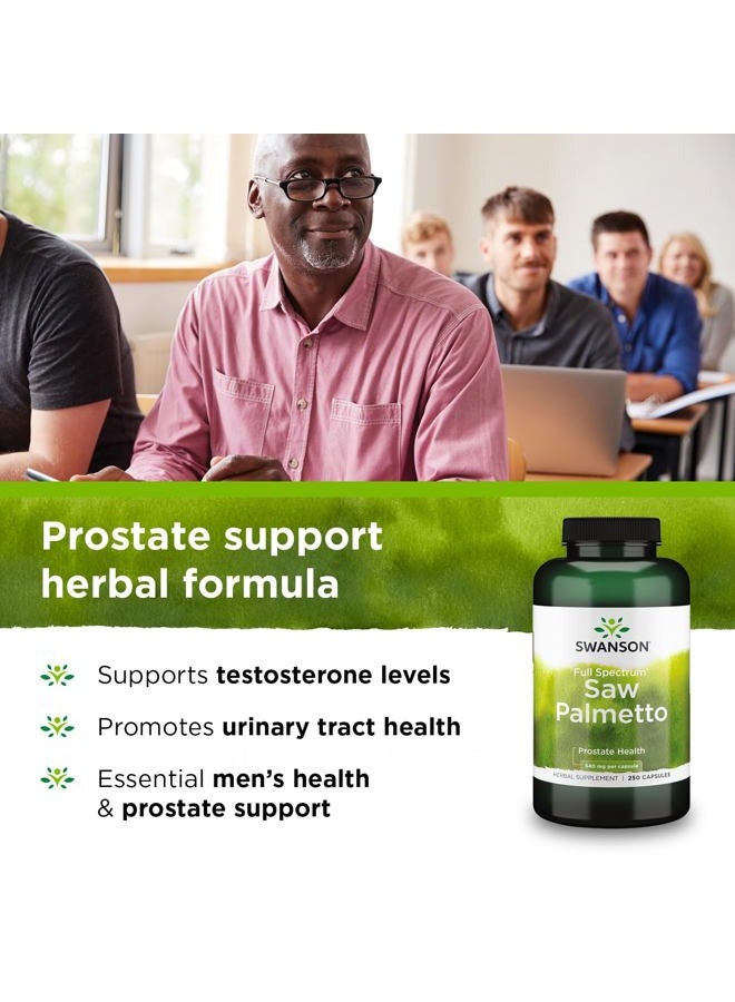 SWANSON Saw Palmetto - Herbal Supplement Promoting Male Prostate Health Support - Natural Hair Supplement & Urinary Health Support (540 mg 250 Capsules) 4 Pack - Image 3