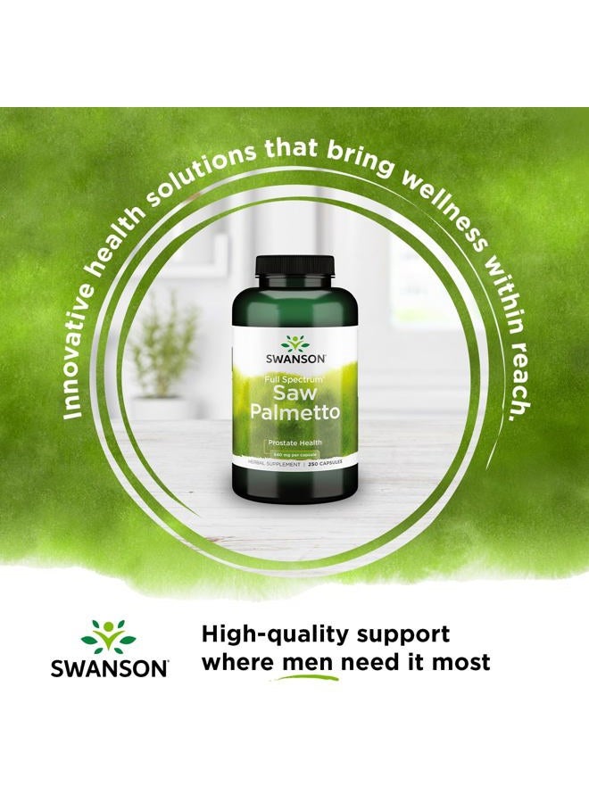 SWANSON Saw Palmetto - Herbal Supplement Promoting Male Prostate Health Support - Natural Hair Supplement & Urinary Health Support (540 mg 250 Capsules) 4 Pack - Image 2