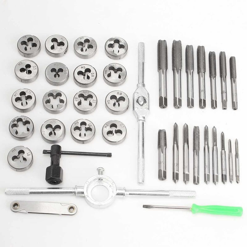 HELLARO 40pcs Tap Die Set M3M12 Screw Thread Metric Taps Wrench Dies DIY Kit with Box Alloy Steel Hand Tools Thread Screwdriver - Image 3