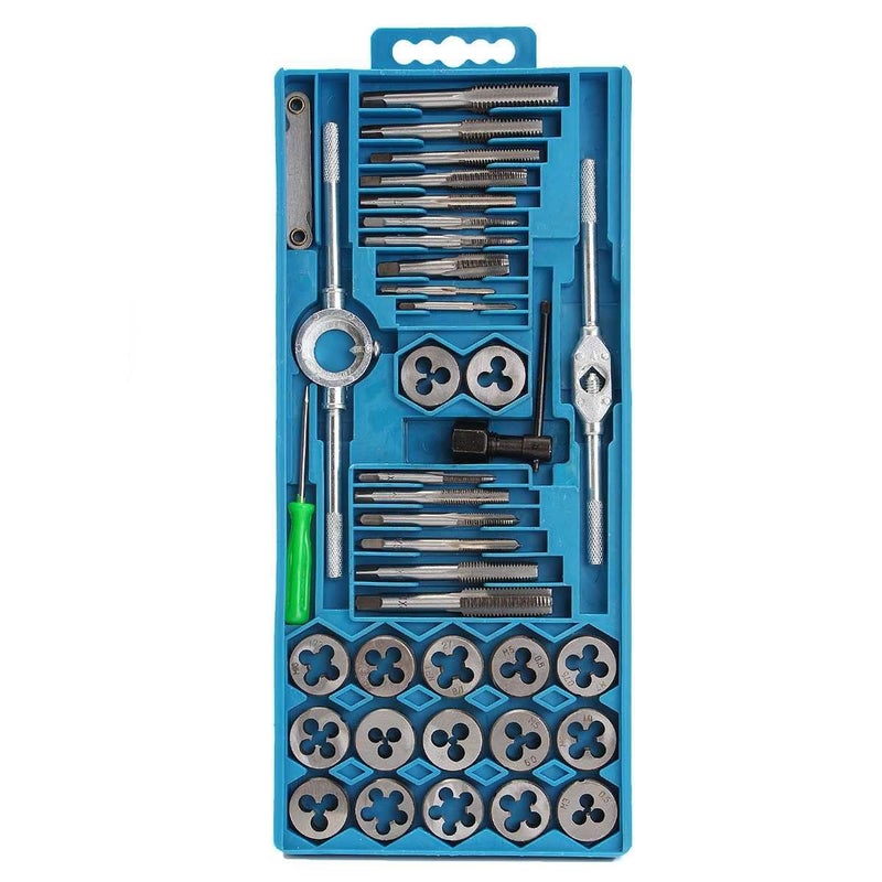 HELLARO 40pcs Tap Die Set M3M12 Screw Thread Metric Taps Wrench Dies DIY Kit with Box Alloy Steel Hand Tools Thread Screwdriver - Image 1