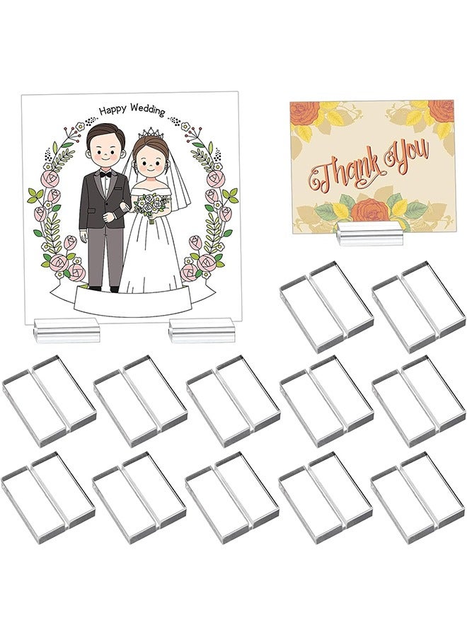 Acrylic Place Card Holders, 12 Pcs Sign Holder Clear, Table Number Stands Place Card Holders, Acrylic Stands Wedding Sign Holders Card Display Stand for Table Wedding Office Menu Meeting - Image 1