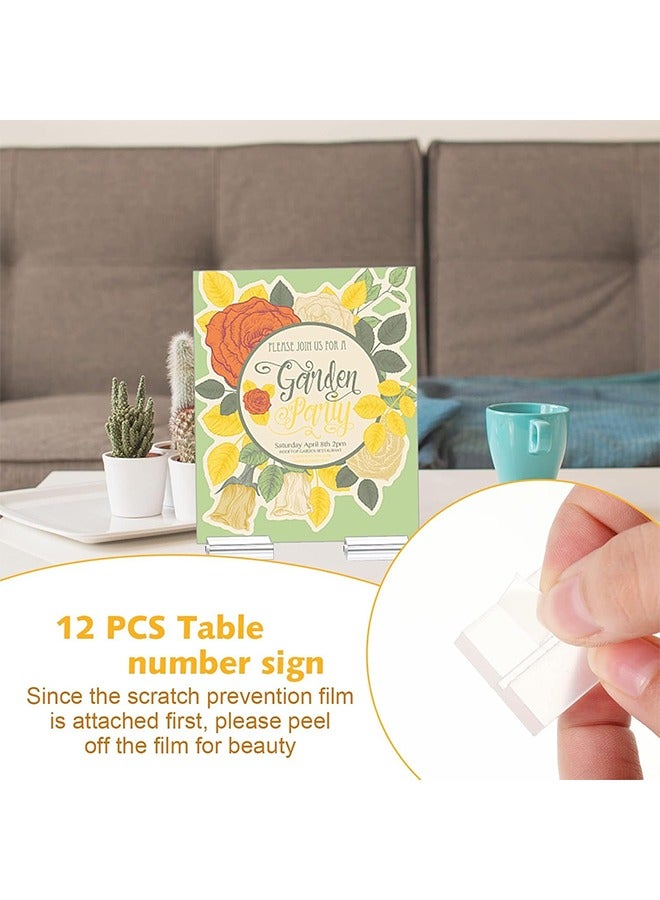 Acrylic Place Card Holders, 12 Pcs Sign Holder Clear, Table Number Stands Place Card Holders, Acrylic Stands Wedding Sign Holders Card Display Stand for Table Wedding Office Menu Meeting - Image 5