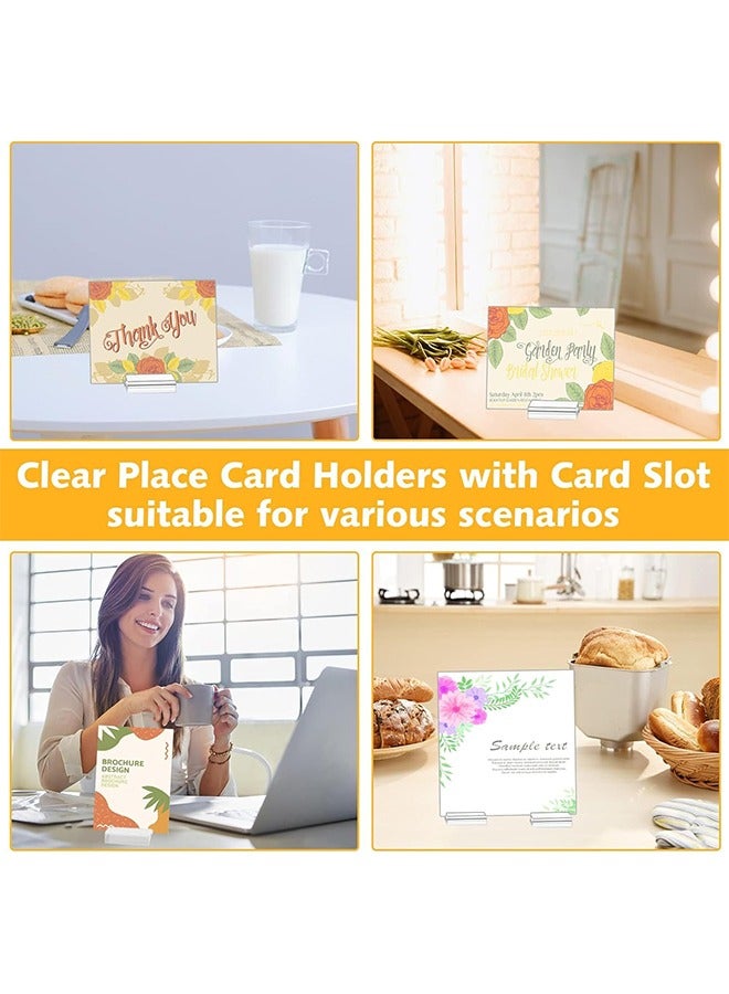 Acrylic Place Card Holders, 12 Pcs Sign Holder Clear, Table Number Stands Place Card Holders, Acrylic Stands Wedding Sign Holders Card Display Stand for Table Wedding Office Menu Meeting - Image 2