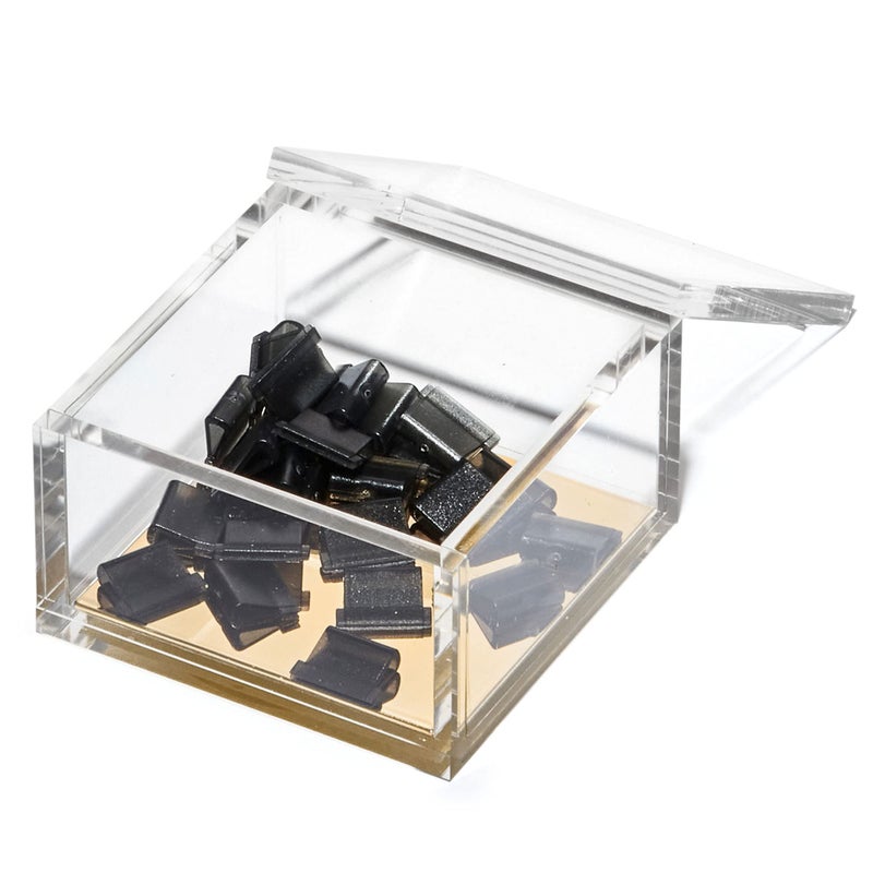 OfficeGoods Acrylic Desk Organizer wGold Base  Functional  Elegant Odds  Ends Box for Display or Storage  Perfect for Home or Office Kitchen Bathroom Vanity Curio Display  Small - Image 1