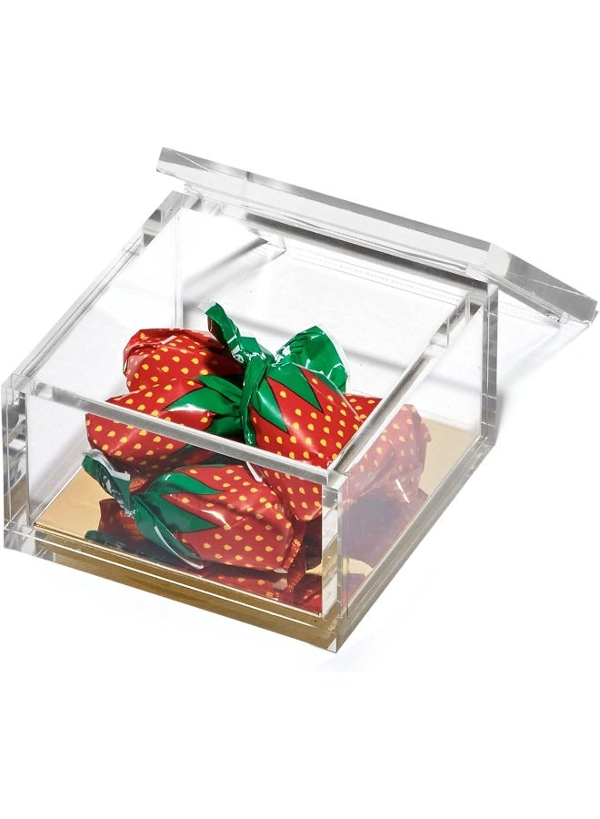 OfficeGoods Acrylic Desk Organizer wGold Base  Functional  Elegant Odds  Ends Box for Display or Storage  Perfect for Home or Office Kitchen Bathroom Vanity Curio Display  Small - Image 2