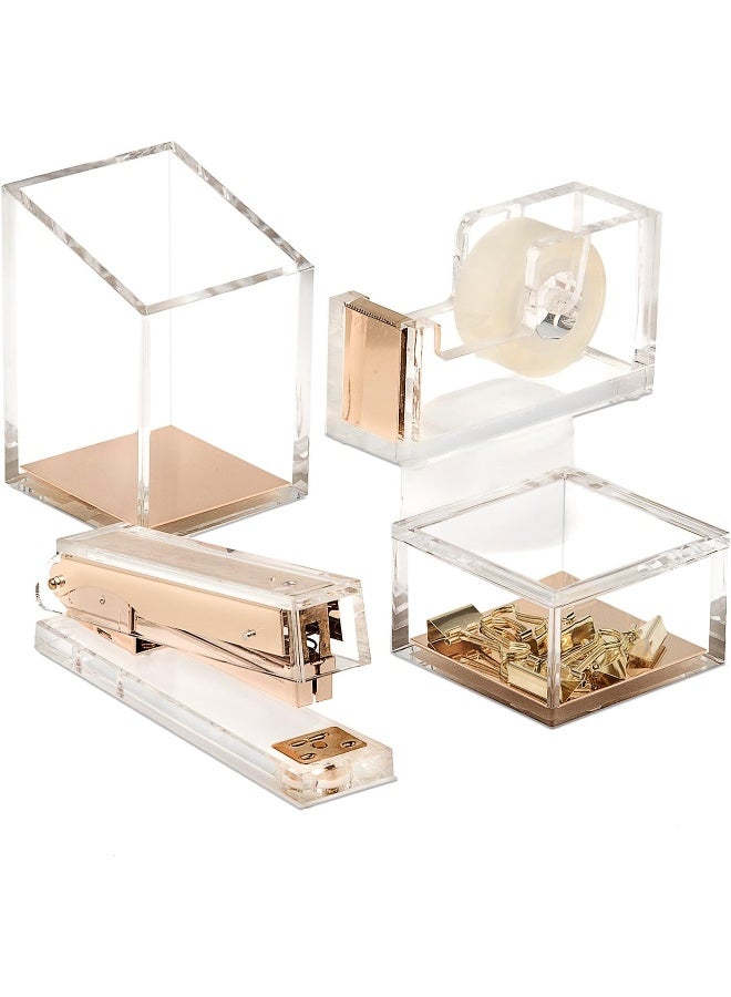 OfficeGoods Acrylic Desk Organizer wGold Base  Functional  Elegant Odds  Ends Box for Display or Storage  Perfect for Home or Office Kitchen Bathroom Vanity Curio Display  Small - Image 3