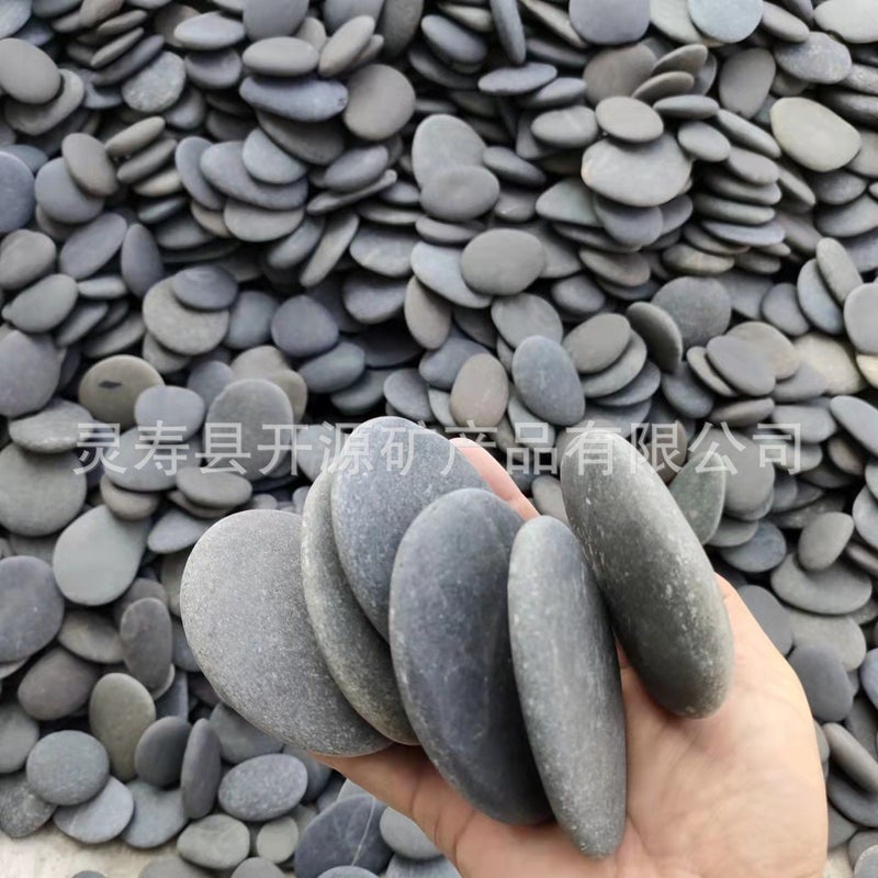 أحجار بيضاوية مسطحة إبداعية للرسم للأطفال، DIY، سوداء - Image 1