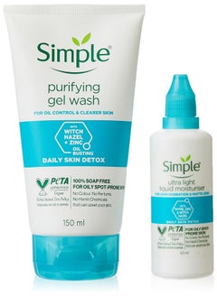 Daily Skin Detox Purifying Facial Wash 150 Ml & Ultralight Liquid Moisturiser Face Moisturiser For Oily Pimple Prone Skin & Matte Effect 60 Ml
