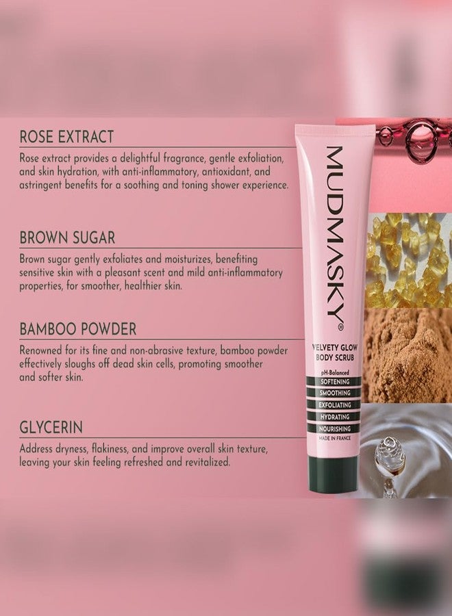 Mudmasky Velvety Glow Body Scrub 6.0 OZ. XXL-size - AS SEEN IN YOUR IPSY GLAM BAG - Exfoliating Bamboo Scrub. Made in France. No harsh chemicals. For Soft, Radiant Skin. - Image 4