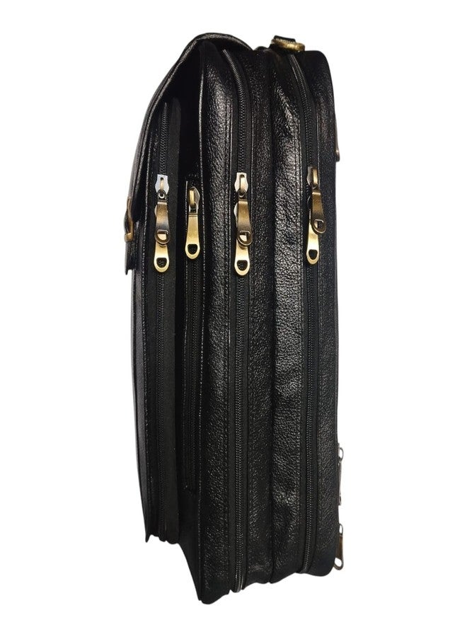 Rofit Leather Convertible Backpack Messenger Bag, Multiple Compartments with Adjustable Strap and Gold Hardware, Multipurpose Backpack with Durable Built (Black) - Image 3