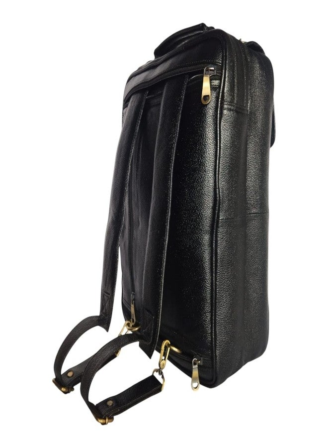 Rofit Leather Convertible Backpack Messenger Bag, Multiple Compartments with Adjustable Strap and Gold Hardware, Multipurpose Backpack with Durable Built (Black) - Image 4