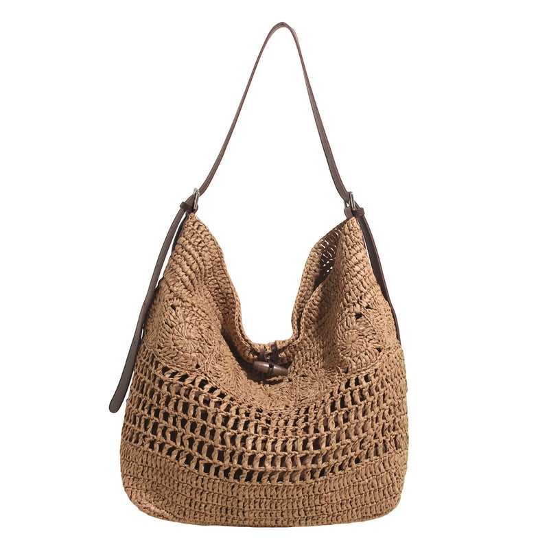 Handwoven Crochet Tote Bag - Large Capacity Straw Crossbody Bag - Image 5