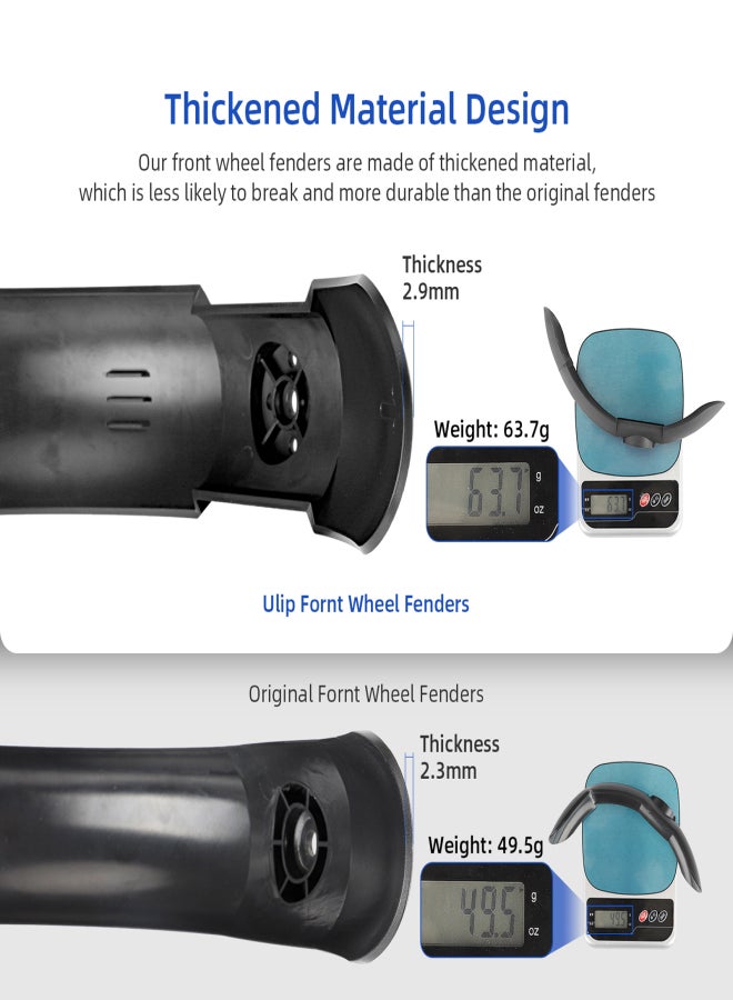 Ulip Electric Scooter Front Mudguard Mud Flaps Splash Guards Widened Front Fenders Compatible with M365 PRO PRO2 MI3 MI4pro - Image 4