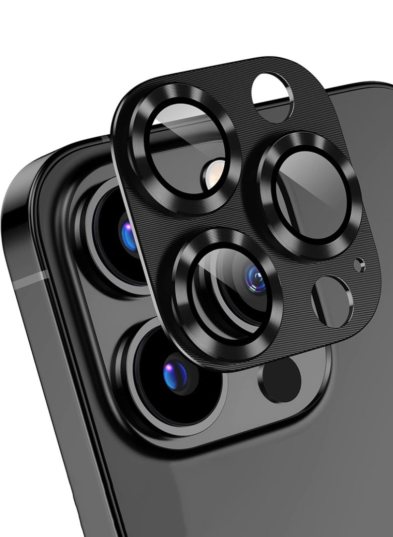 Theodor iPhone 16 Pro Max/ 16 Pro  Camera Lens Protector With 9H Tempered Glass Camera Ring Anti Scratch Metal Plate [Drop Protection], Case Friendly Camera Cover, Black Titanium  - Image 1