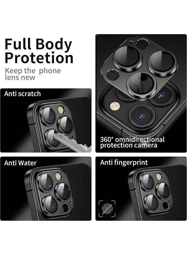 Theodor iPhone 16 Pro Max/ 16 Pro  Camera Lens Protector With 9H Tempered Glass Camera Ring Anti Scratch Metal Plate [Drop Protection], Case Friendly Camera Cover, Black Titanium  - Image 3